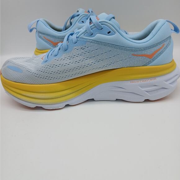 Hoka One One Lace-Up Bondi 8 Running Sneakers Shoes Blue Yellow Women's Size 9B - Picture 10 of 11